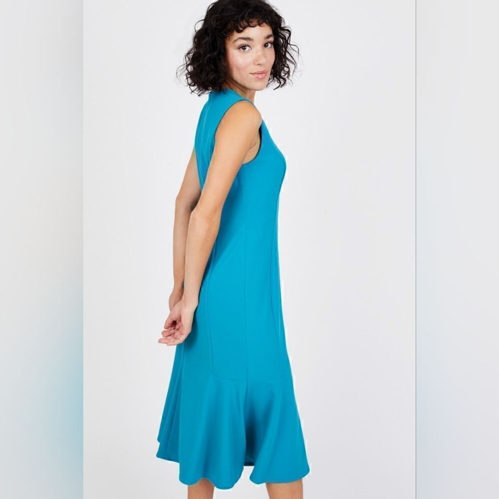 Calvin Klein Flounce Hem Dress Sleeveless Size 10 Blue - Picture 6 of 7